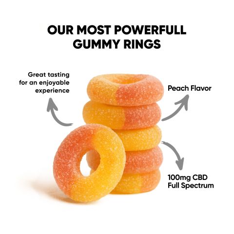 Full Spectrum CBD Gummies - 100mg - Peach Sour Rings - Fresh - Thumbnail 5