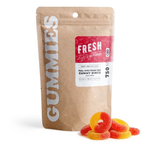 Full Spectrum CBD Gummies - 50mg - Peach Sour Rings - Fresh - Thumbnail 2