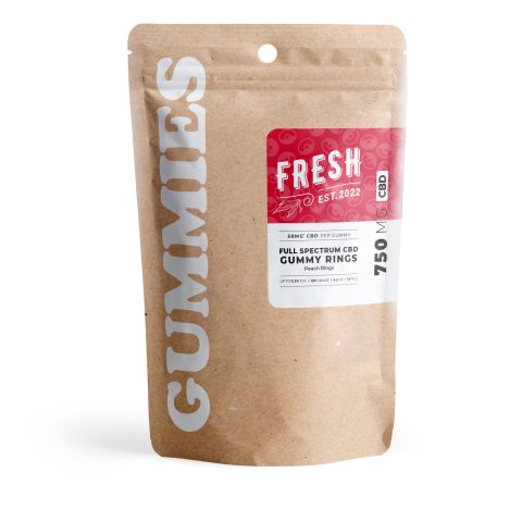 Full Spectrum CBD Gummies - 50mg - Peach Sour Rings - Fresh - Thumbnail 3