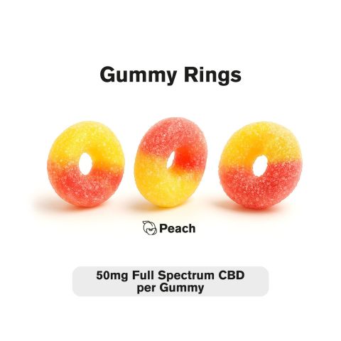 Full Spectrum CBD Gummies - 50mg - Peach Sour Rings - Fresh - Thumbnail 4