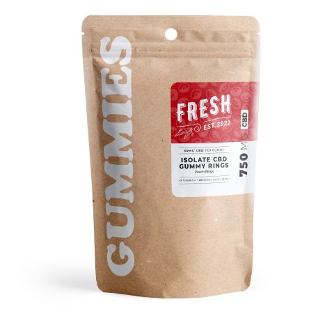 CBD Isolate Gummies - 50mg - Peach Sour Rings - Fresh - Thumbnail 3