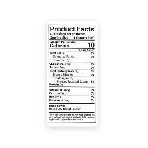 CBD Isolate Gummies - 25mg - Sour Bears - Fresh - Thumbnail 10