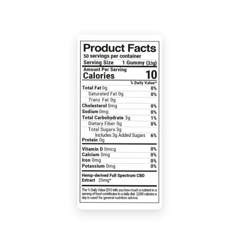 Full Spectrum CBD Gummies - 25mg - Sour Bears - Fresh - Thumbnail 10