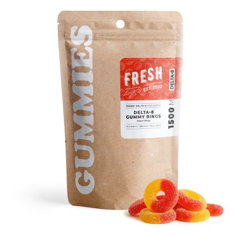 Delta 8 Gummies - 100mg - Peach Sour Rings - Fresh - Thumbnail 2