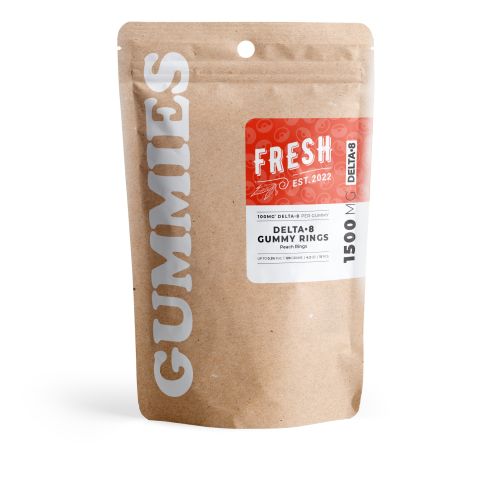 Delta 8 Gummies - 100mg - Peach Sour Rings - Fresh - Thumbnail 3