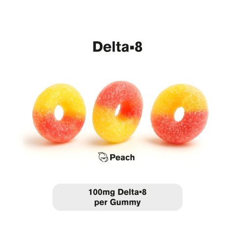 Delta 8 Gummies - 100mg - Peach Sour Rings - Fresh - Thumbnail 4