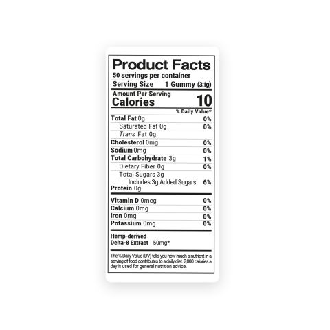 Delta 8 Gummies - 50mg - Sour Bears - Fresh - Thumbnail 10