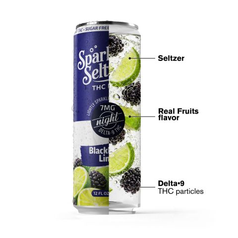 Delta 9 Blackberry Lime THC Seltzer - 7mg - Fresh - Thumbnail 3