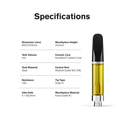 D10, D8 Vape Cart - 1000mg - Skywalker OG - Sativa - 1ml - Hyper - Thumbnail 9