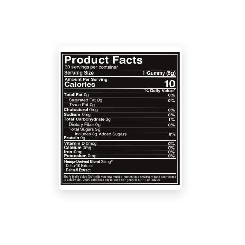 D10, D8 Gummies - 25mg - Fruity Mix - Hyper - Thumbnail 9