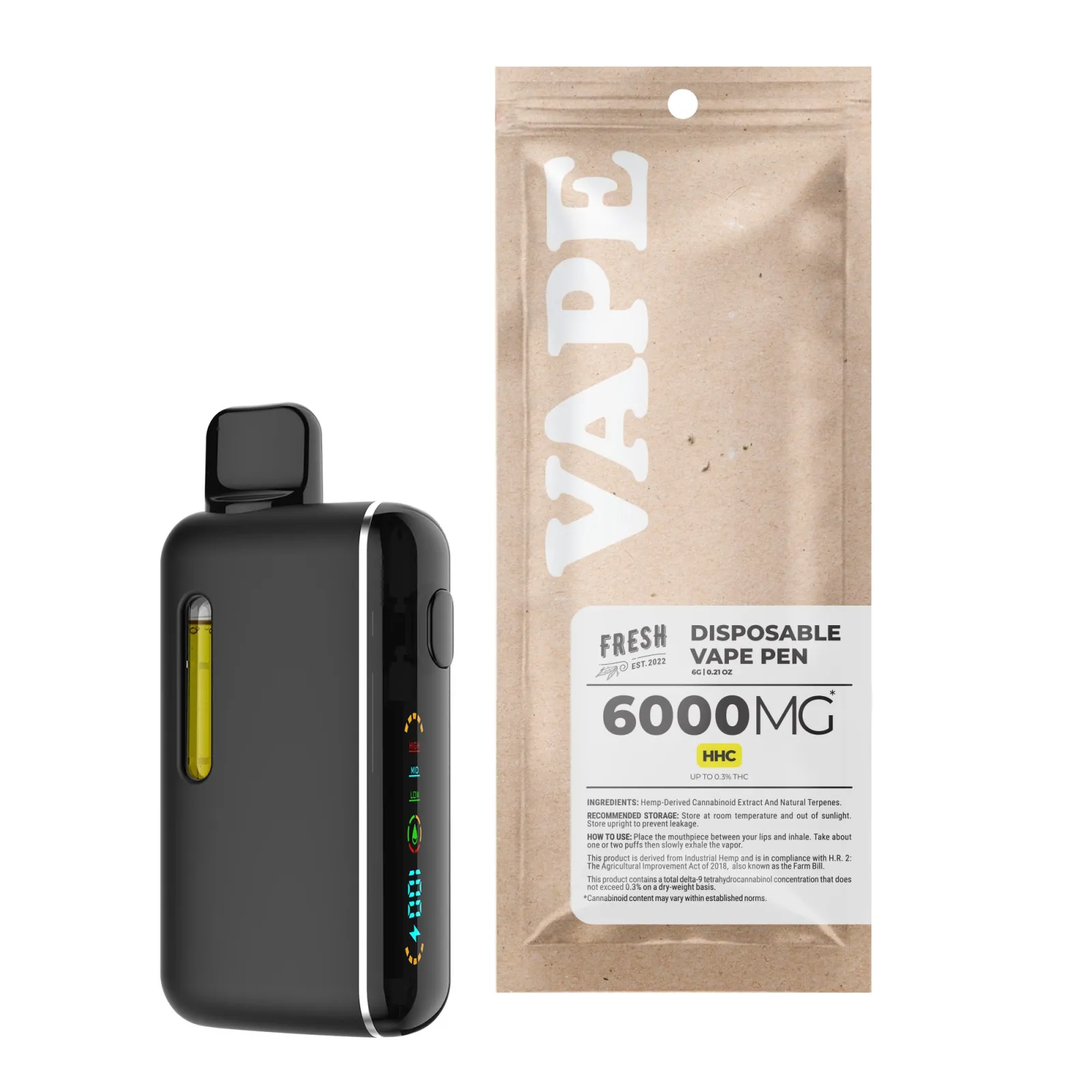 HHC Vape Pen - 6000mg - Sunset Sherbet - Indica - 6ml - Fresh