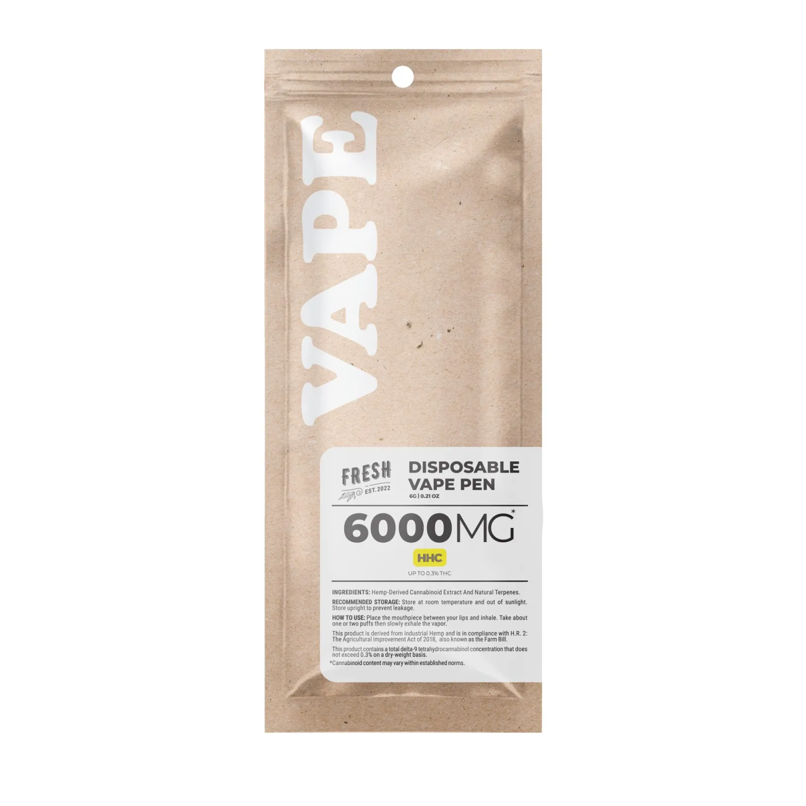 HHC Vape Pen - 6000mg - Sunset Sherbet - Indica - 6ml - Fresh