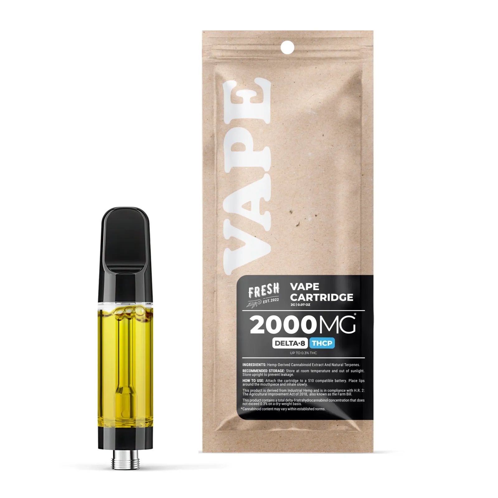 THCP, D8 Vape Cart - 2000mg - Sunset Sherbet - In - 2ml - Fresh
