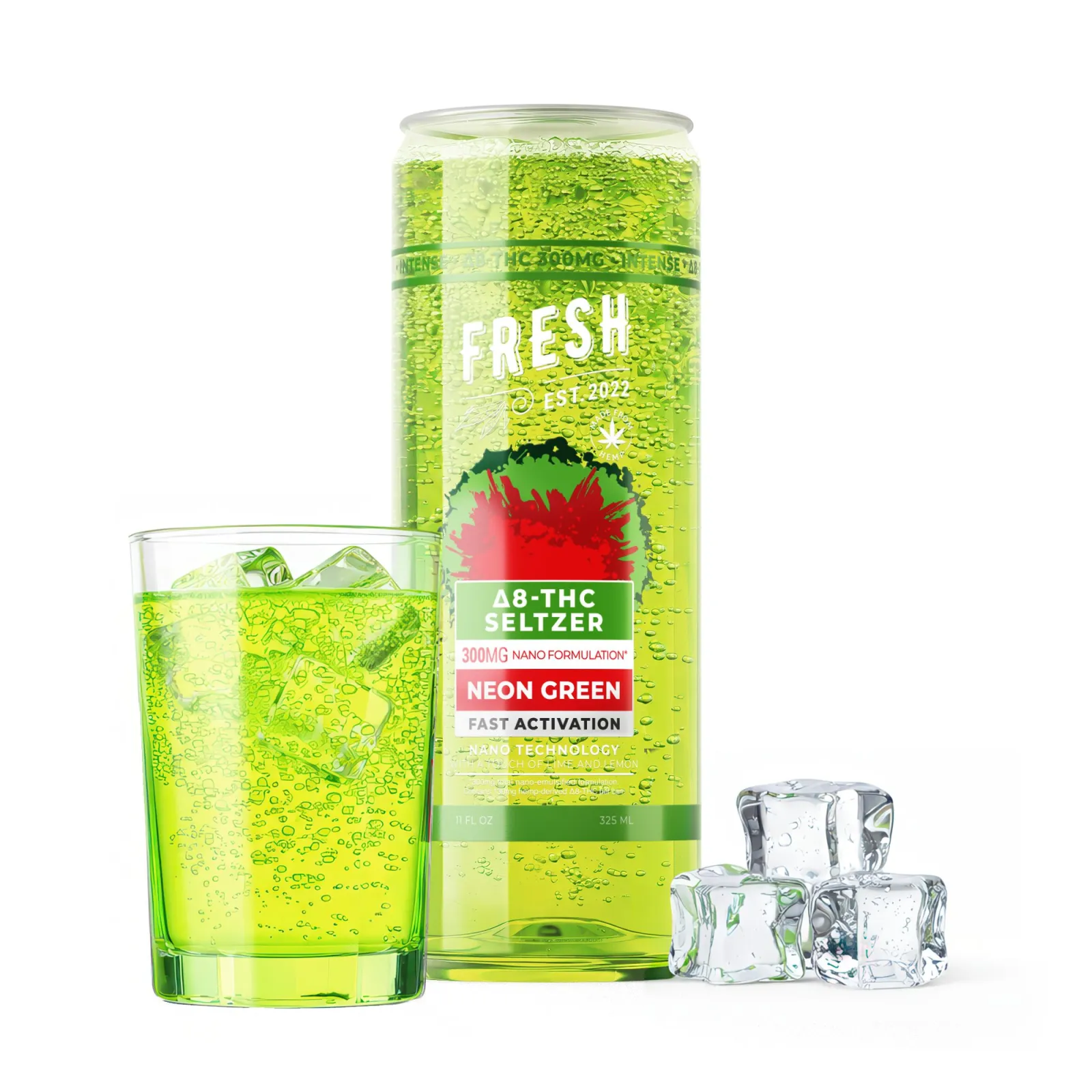 D8 Nano Neon Green THC Seltzer - 300mg - Fresh