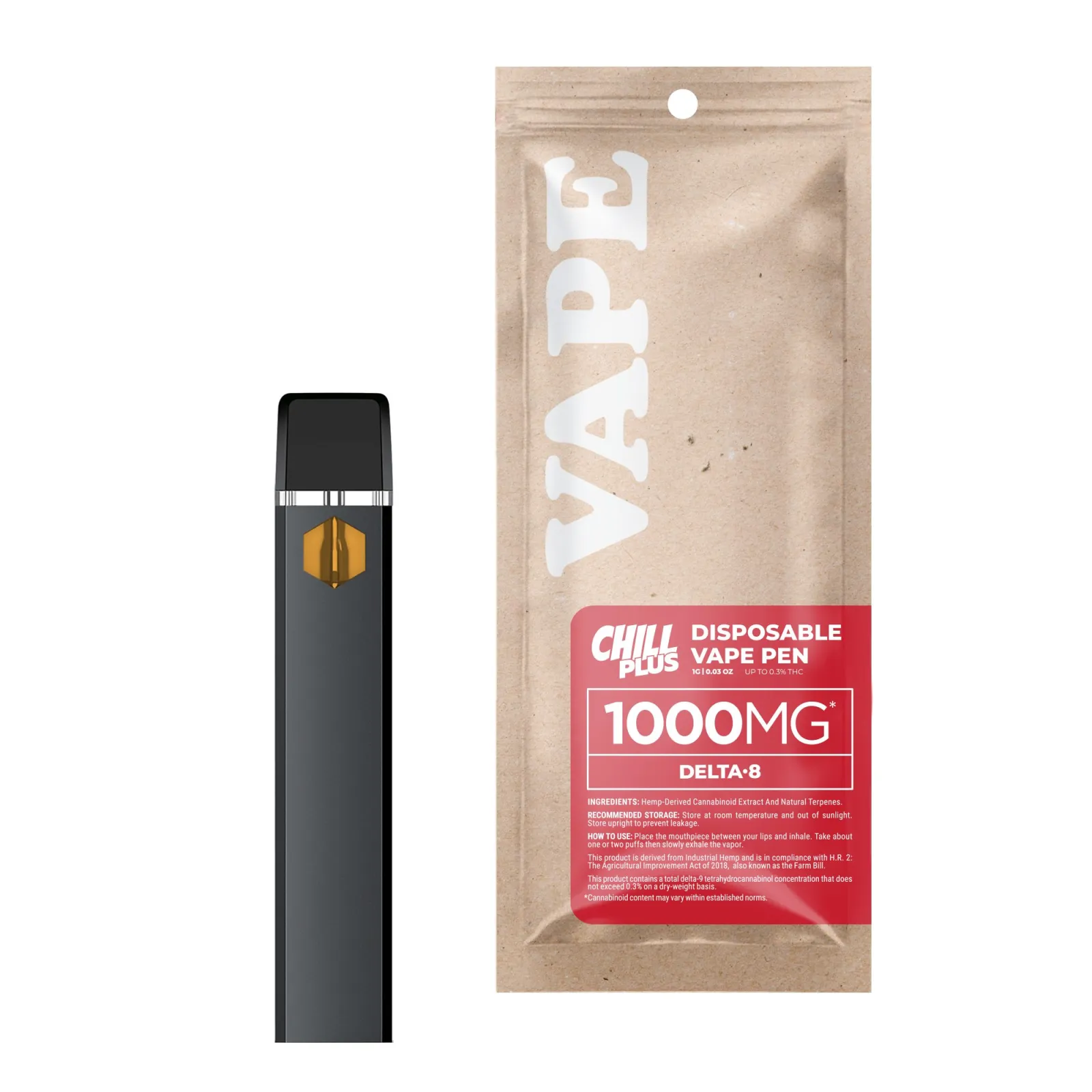 Delta 8 Vape Pen - 1000mg - Grape Ape - Indica - 1ml