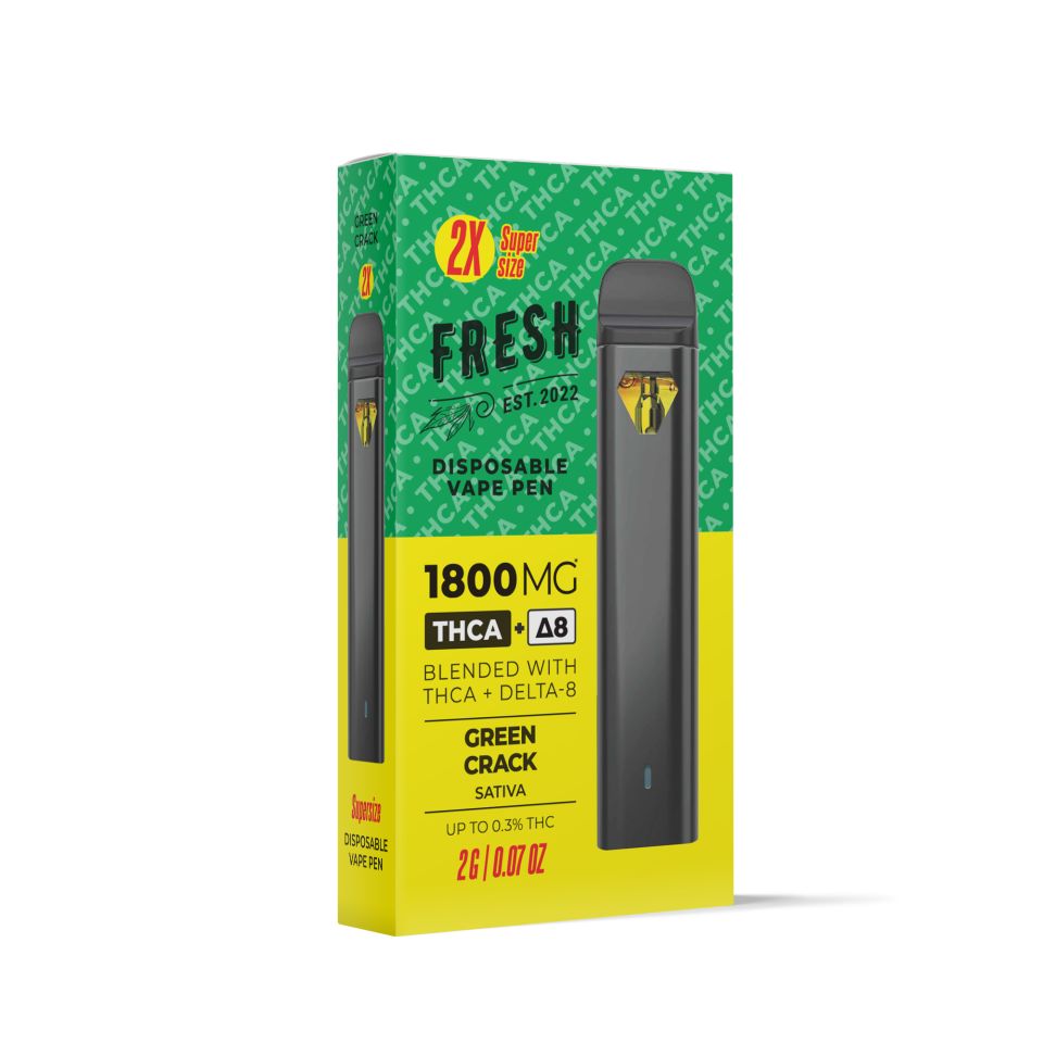 THCA, D8 Vape Pen - 1800mg - Green Crack - Sativa - 2ml