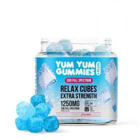 Yum Yum Gummies - Full Spectrum CBD Relax Blueberry Cubes - 1250mg