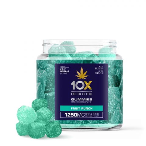 10X Delta-8 THC Gummies - Fruit Punch - 1250MG - 1