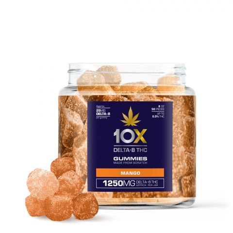 10X Delta-8 THC Gummies - Mango - 1250MG - 1