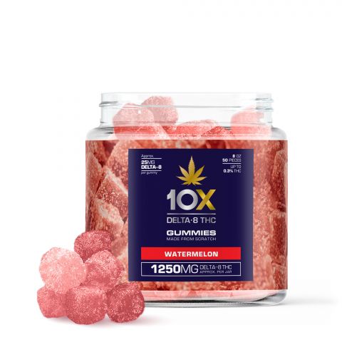 10X Delta-8 THC Gummies - Watermelon - 1250MG - 1
