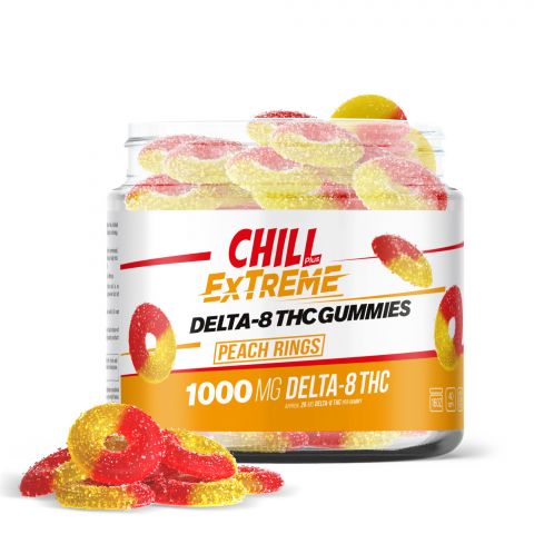 Chill Plus Extreme Delta-8 THC Gummies - Peach Rings - 1000MG - 1