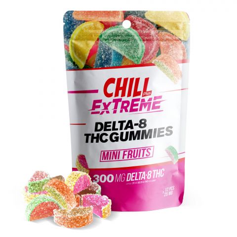 Chill Plus Extreme Delta-8 THC Gummies Pouch - Mini Fruits - 300MG - 1