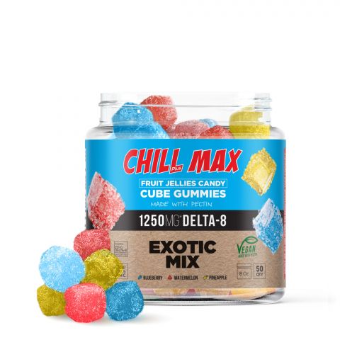 Chill Plus Max Delta-8 THC Gummies - Vegan Fruit Jellies - Exotic Mix - 1250x - 1