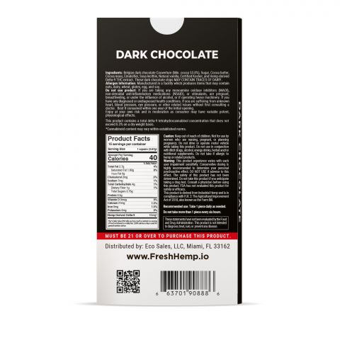 Fresh Delta 9 THC Chocolate Bar - Dark Chocolate - 150MG - 3