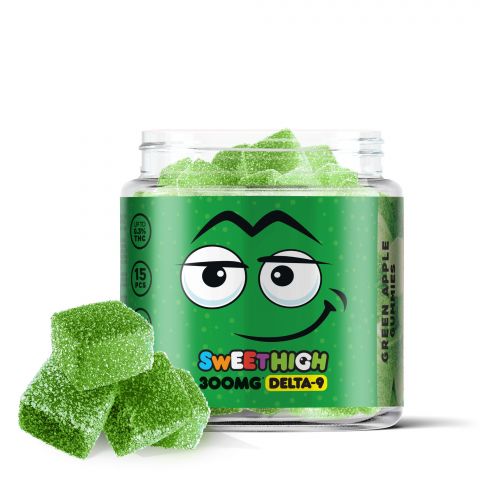 Green Apple Gummies - Delta 9  - 300mg - Sour High - 1