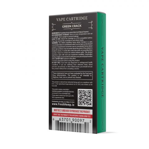 Green Crack Vape Cartridge - Delta 8 THC - Fresh Brand - 900MG - 3