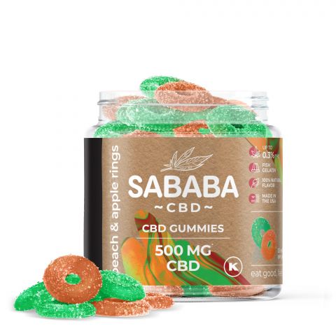 Sababa Full Spectrum CBD Gummies - Peach and Apple Rings - 500MG - 1