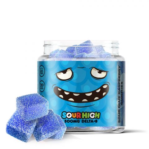 Sour Blue Raspberry Gummies - Delta 8  - 500mg - Sour High - 1
