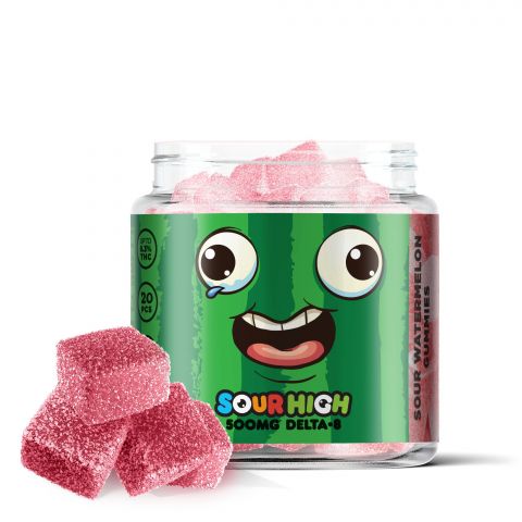Sour Watermelon Gummies - Delta 8  - 500mg - Sour High - 1