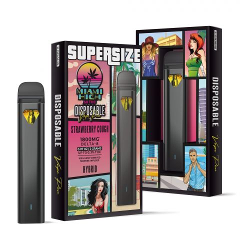 Strawberry Cough Delta-8 THC Vape Pen - Disposable - Miami High - 1800MG - 1