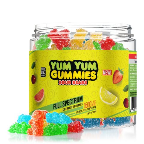Yum Yum Gummies - CBD Full Spectrum Sour Bears - 1500mg - 1